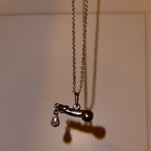 Vivienne Westwood Silver Penis Crystal Love Drop Pendant Necklace